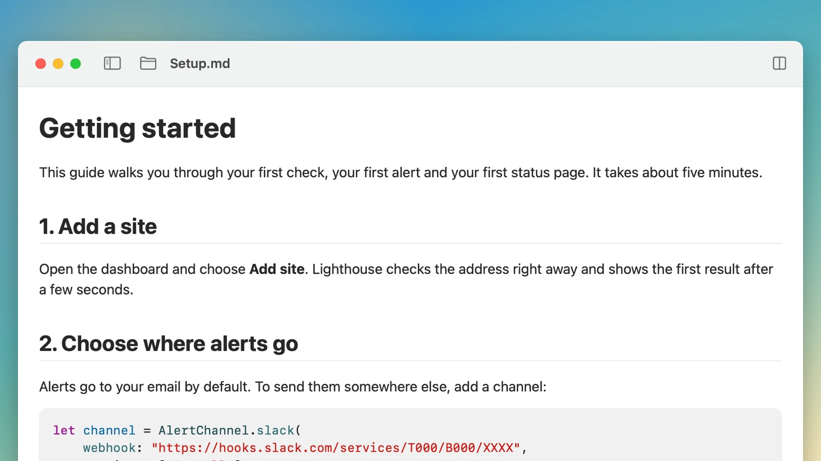 A long document with the sidebar hidden