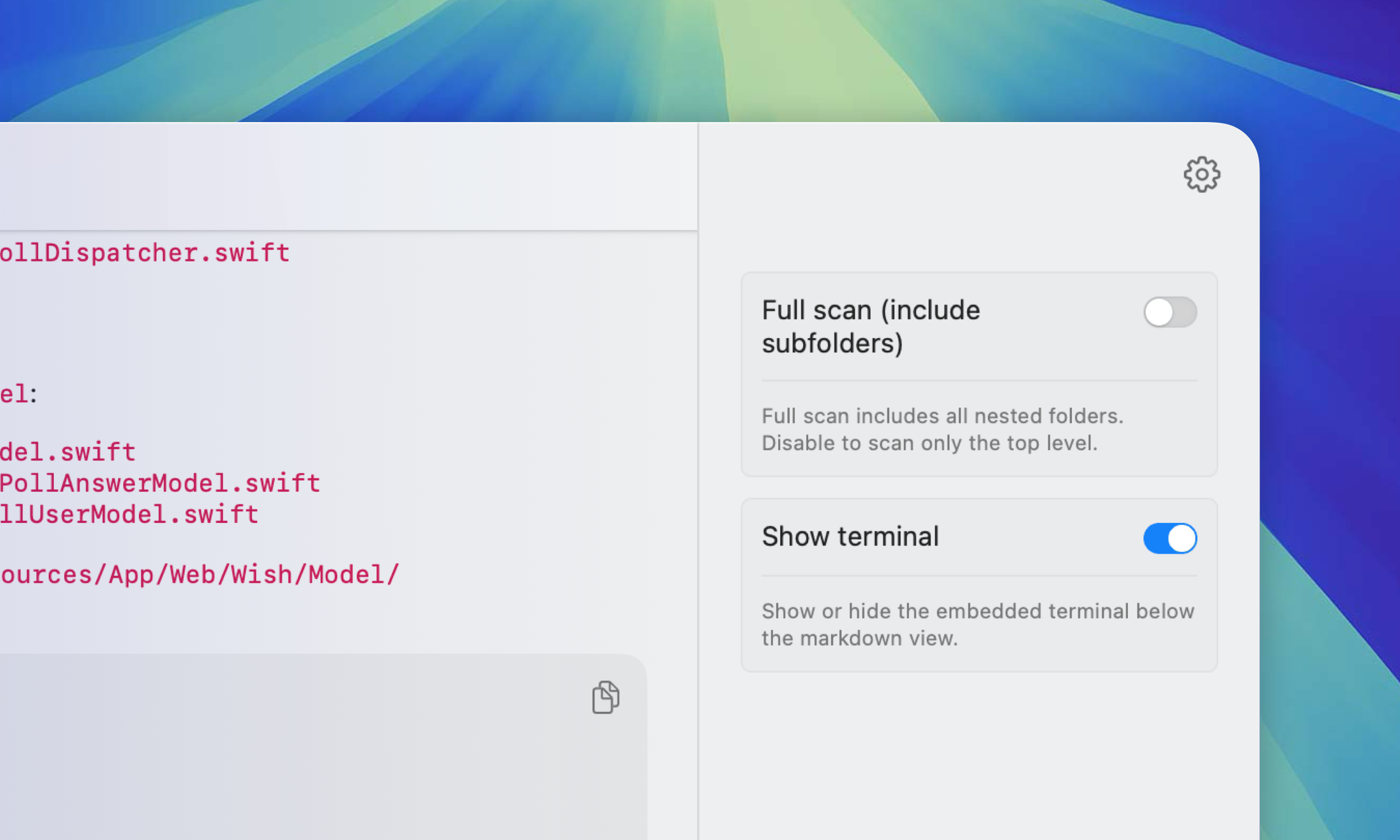 Enabled Terminal preview